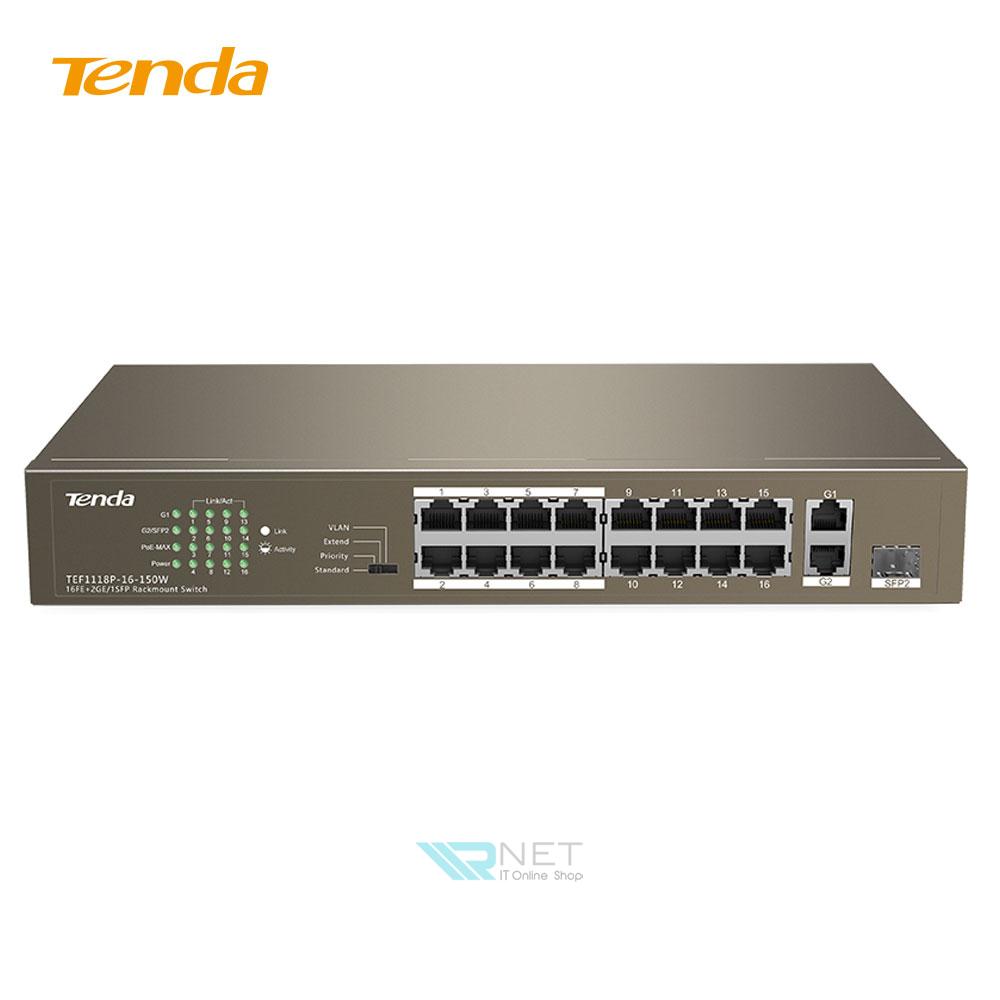 سوئیچ شبکه تندا مدل Tenda TEF1118P-16-150W