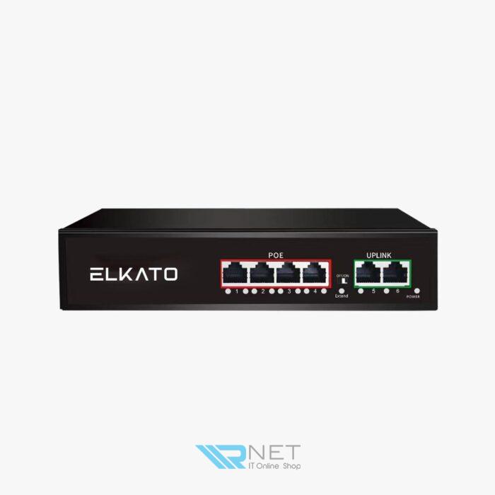 سوئیچ شبکه ELKATO الکاتو ۴ پورت POE با ۲ پورت Uplink مدل EL-1SB0420BP-65W